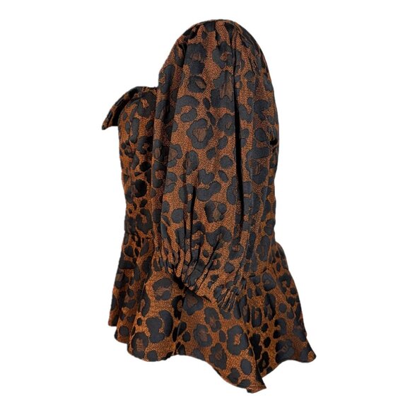 Autumn Adeigbo Cheetah Josephine Peplum Top Size 12 - Picture 4 of 5